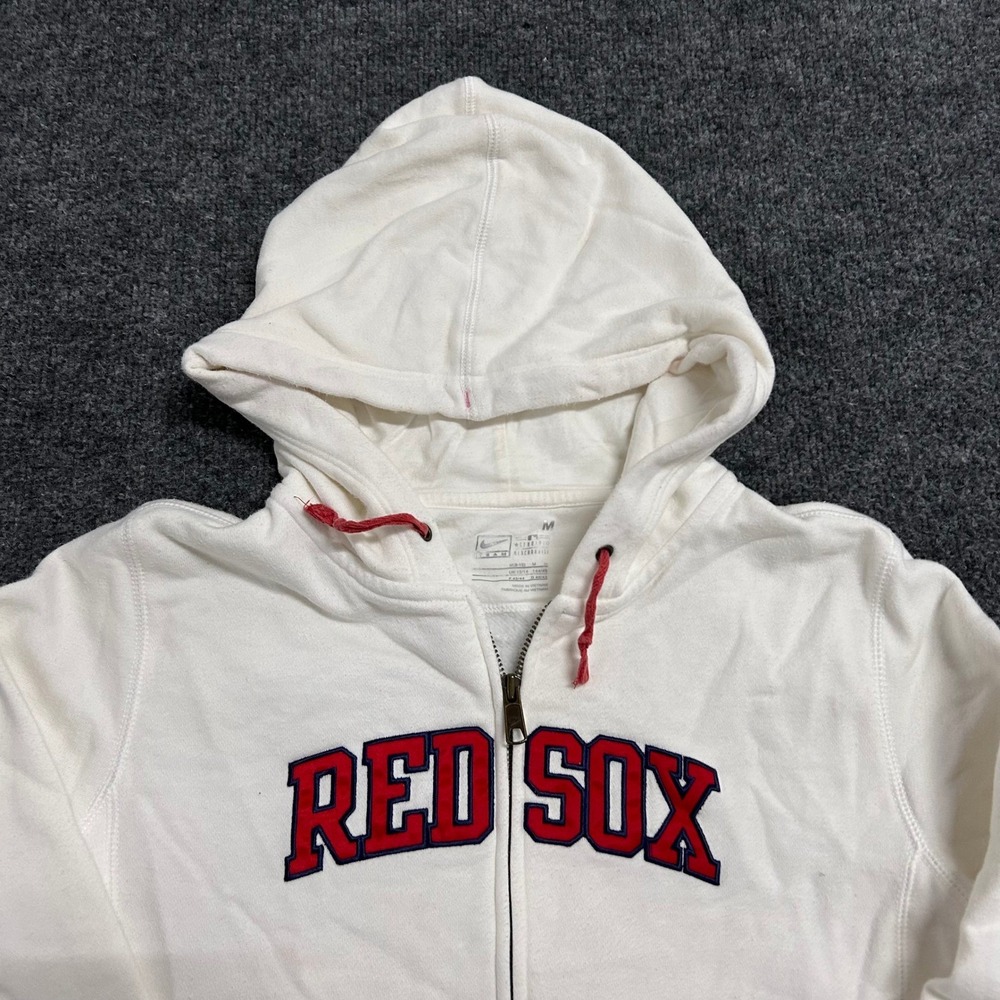 Nike Hoodie Womens Size M White Red Sox MLB Full Zip Embroidered Team Athletic